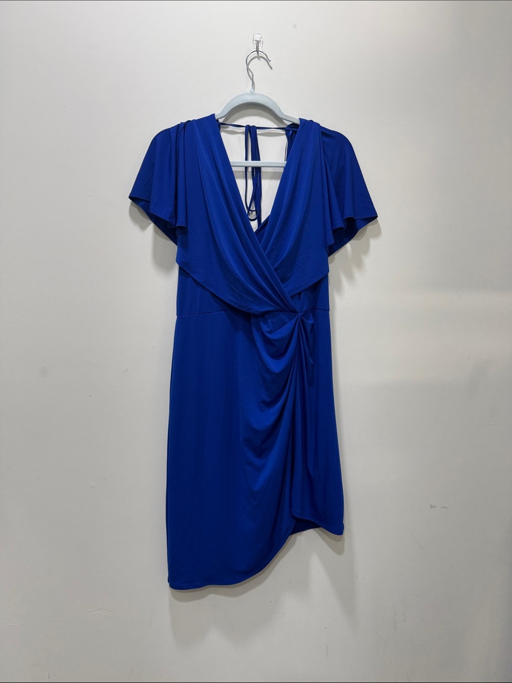 Cushnie Royal Blue One-Shoulder Draped Wrap Dress